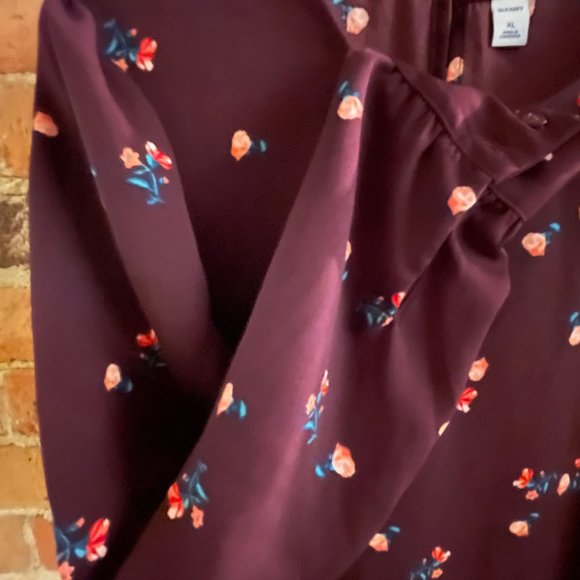 Old Navy XL NWT long sleeve, pleated puff shoulder floral dress - Picture 5 of 5